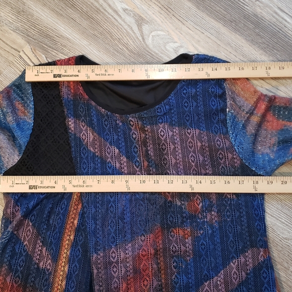 This & That Womens M Layered Mixed Media Longline Abstract Split Front Tunic Top - Picture 5 of 8